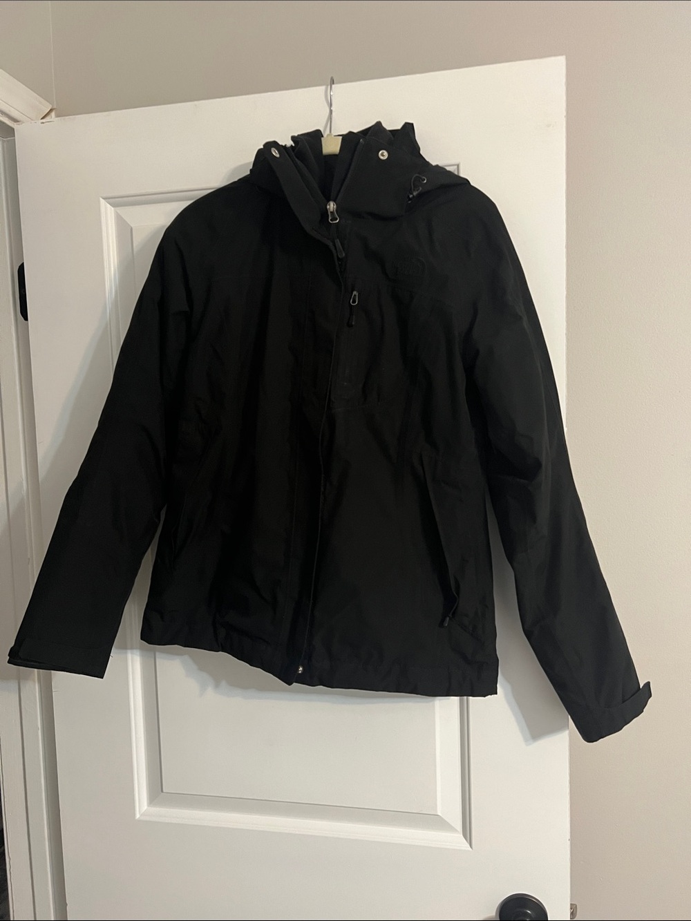 The North Face Black Hooded 3 in 1 rain and winter jacket